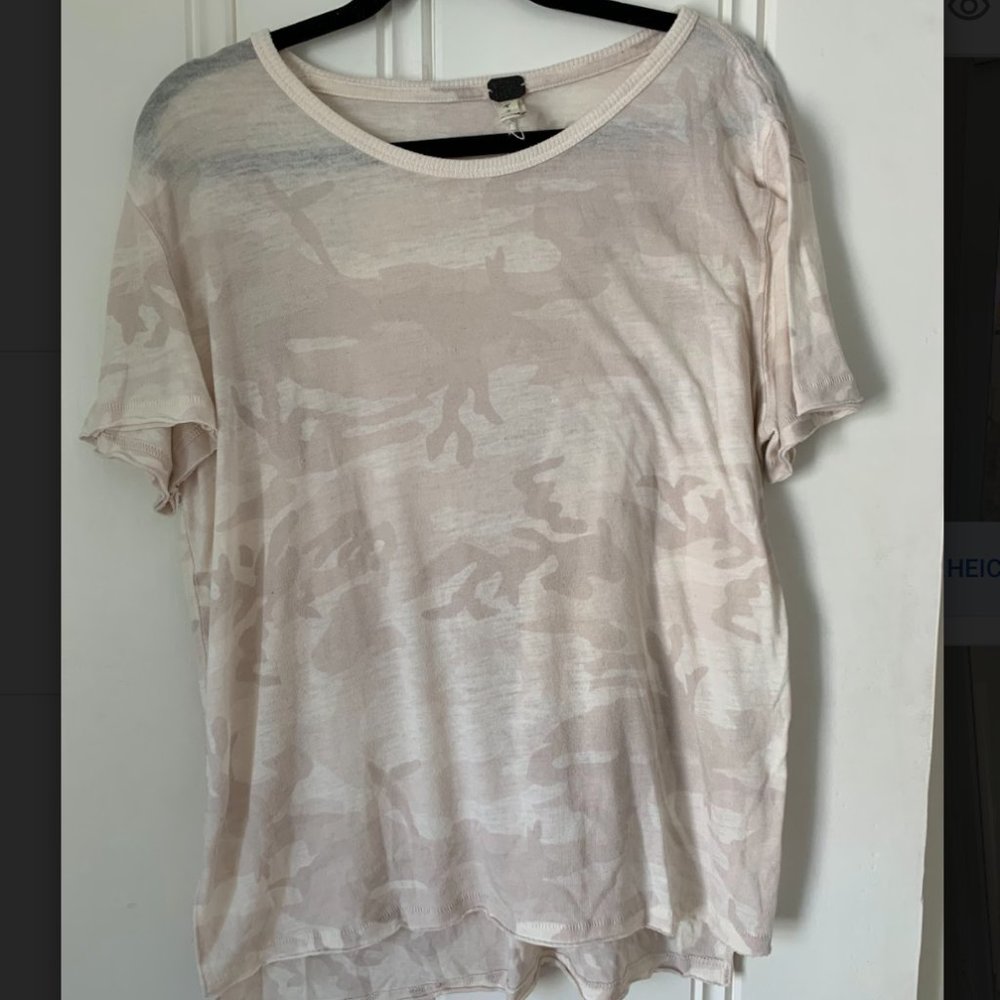 Cream Camo Free People T shirt